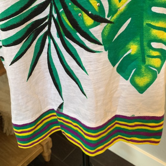 Stein Mart Multicolored Bedazzled Tropical Pattern Shirt - Picture 3 of 7